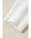 White Colorful Flower Applique Textured Knit Sweater - S