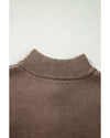 Parchment Contrast Flower Half Zipper Stand Neck Sweater - XL