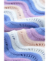Purple Stripe Wavy Pointelle Knit Drop Shoulder Sweater - M