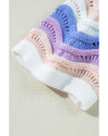Purple Stripe Wavy Pointelle Knit Drop Shoulder Sweater - M