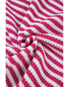 Pink Stripe Zip up Collar Drop Shoulder Sweater - XL
