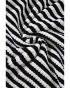 Black Stripe Zip up Collar Drop Shoulder Sweater - M