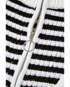 Black Stripe Zip up Collar Drop Shoulder Sweater - XL