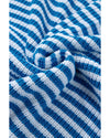 Sky Blue Stripe Zip up Collar Drop Shoulder Sweater - XL