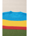 Light Blue Colorblock Mixed Textured Drop Shoulder Sweater - M