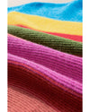 Light Blue Colorblock Mixed Textured Drop Shoulder Sweater - M