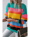 Yellow Colorblock Mixed Textured Drop Shoulder Sweater - M