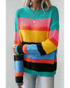 Yellow Colorblock Mixed Textured Drop Shoulder Sweater - M