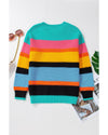 Yellow Colorblock Mixed Textured Drop Shoulder Sweater - M