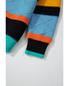 Yellow Colorblock Mixed Textured Drop Shoulder Sweater - M
