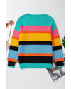 Yellow Colorblock Mixed Textured Drop Shoulder Sweater - M