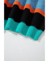 Yellow Colorblock Mixed Textured Drop Shoulder Sweater - M