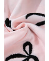 Light Pink Bow Pattern Knitted Loose Fit Sweater - XL