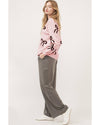 Light Pink Bow Pattern Knitted Loose Fit Sweater - XL