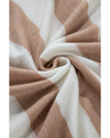 Apricot Colorblock Striped Round Neck Drop Shoulder Sweater - S