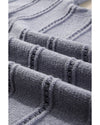 Light Grey Boat Neck Drop Shoulder Pointelle Knit Sweater - L