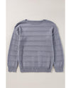 Light Grey Boat Neck Drop Shoulder Pointelle Knit Sweater - L