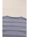 Light Grey Boat Neck Drop Shoulder Pointelle Knit Sweater - L