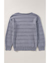 Light Grey Boat Neck Drop Shoulder Pointelle Knit Sweater - L