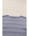 Light Grey Boat Neck Drop Shoulder Pointelle Knit Sweater - L