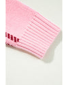 Pink Plaid Pattern Knitted Drop Shoulder Sweater - XL