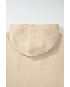 Beige Solid Color Drawstring Hooded Drop Shoulder Pullover Sweater - L