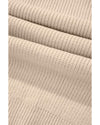 Beige Solid Color Drawstring Hooded Drop Shoulder Pullover Sweater - M