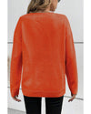Orange Boo Knitted Pattern Ribbed Edge Drop Shoulder Sweater - S
