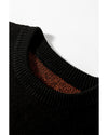 Black Halloween Pumpkin Face Pattern Drop Shoulder Sweater - L