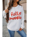 White Hello Pumpkin Graphic Sweater - L