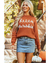 Flamingo Hello Pumpkin Graphic Sweater - 2XL