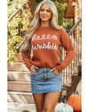 Flamingo Hello Pumpkin Graphic Sweater - L