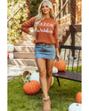 Flamingo Hello Pumpkin Graphic Sweater - M