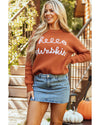 Flamingo Hello Pumpkin Graphic Sweater - M