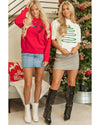 Fiery Red Tinsel Merry Letter Drop Shoulder Baggy Sweater - 2XL