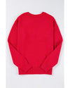 Fiery Red Tinsel Merry Letter Drop Shoulder Baggy Sweater - L
