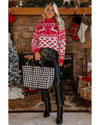 Fiery Red Merry Christmas Reindeer Heart Pattern High Neck Sweater - M