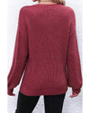 Red Sandalwood Thanks Giving Letter Graphic Crew Neck Sweater - M