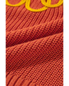 Gold Flame Thanks Giving Letter Graphic Crew Neck Sweater - M