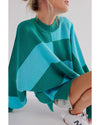 Green Checkered Side Slits Drop Shoulder Oversized Sweater - 2XL