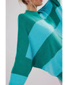Green Checkered Side Slits Drop Shoulder Oversized Sweater - 2XL