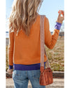 Straw Yellow Color Contrast Edge Mock Neck Slim Fit Sweater - L