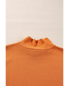 Straw Yellow Color Contrast Edge Mock Neck Slim Fit Sweater - M