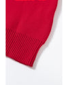 Racing Red Merry Graphic Sequin Sleeve Turtleneck Sweater - XL
