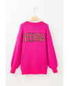 Rose Red YEEHAW Cowboy Hat Drop Shoulder Oversized Sweater - M