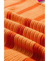 Orange Stripe Colorblock Crew Neck Drop Shoulder Loose Sweater - M
