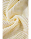 Beige Cable Knit Pumpkin Raw Hem V Neck Loose Sweater - XL