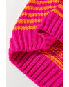 Rose Stripe 3/4 Puff Sleeve Drop Shoulder Sweater - L