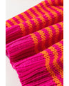 Rose Stripe 3/4 Puff Sleeve Drop Shoulder Sweater - S