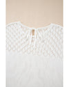 White Eyelet Knit Tied Back Short Sleeve Sweater - 2XL